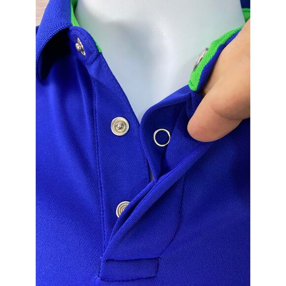RLX Ralph Lauren Polo Shirt Small Blue Green Accents Performance Golf Activewear - Picture 3 of 10